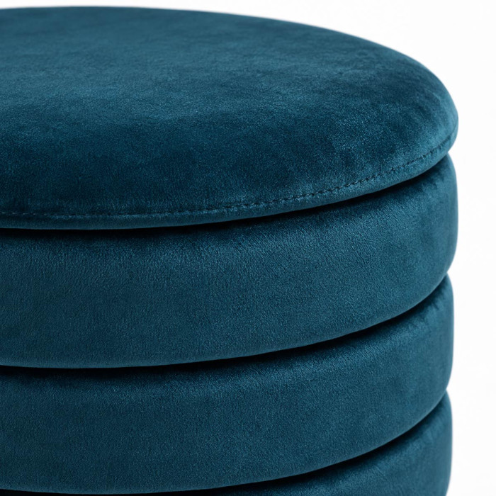 Set pouf grande e piccolo in velluto petrolio con base argento