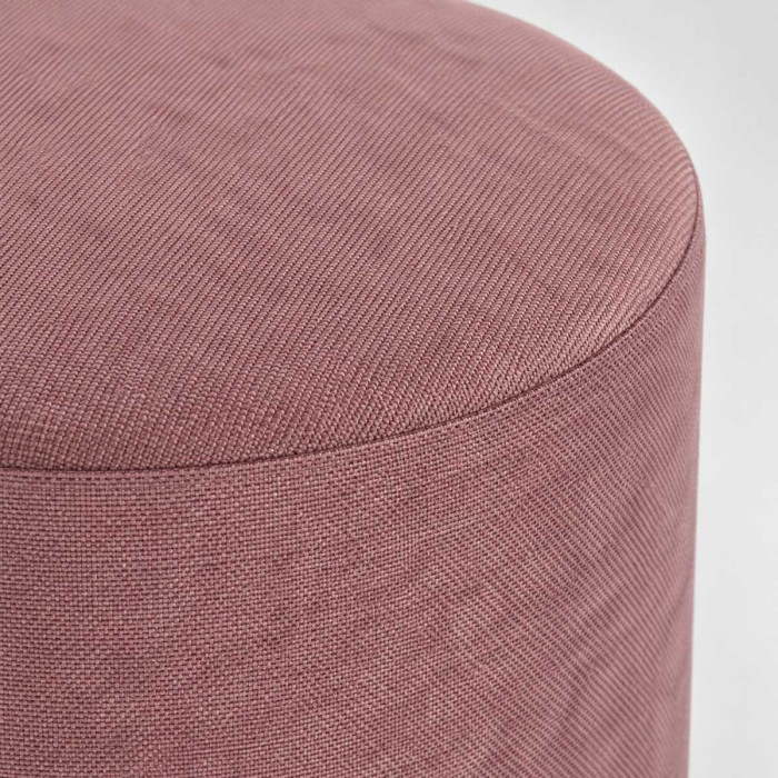Pouf decorativo rosa in tessuto poliestere con anello in acciaio