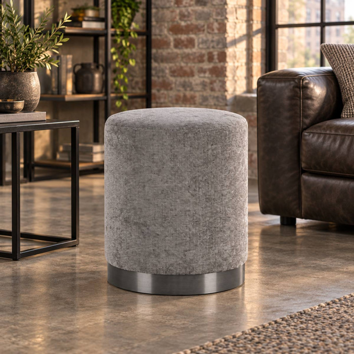 Pouf sgabello ERNESTINE Frost grigio Ø 35 × H 42 cm
