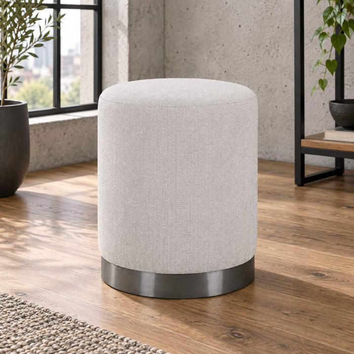 Pouf sgabello ERNESTINE grigio chiaro Ø 35 × H 42 cm