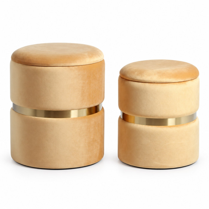 Set sedute poggiapiedi MELIS con fascia decorativa color oro