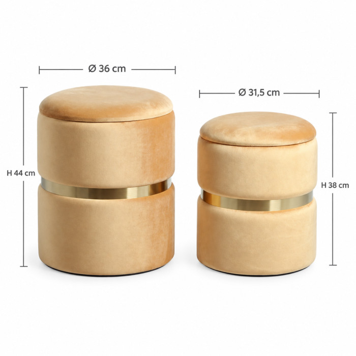 Pouf contenitore MELIS grande e piccolo per soggiorno