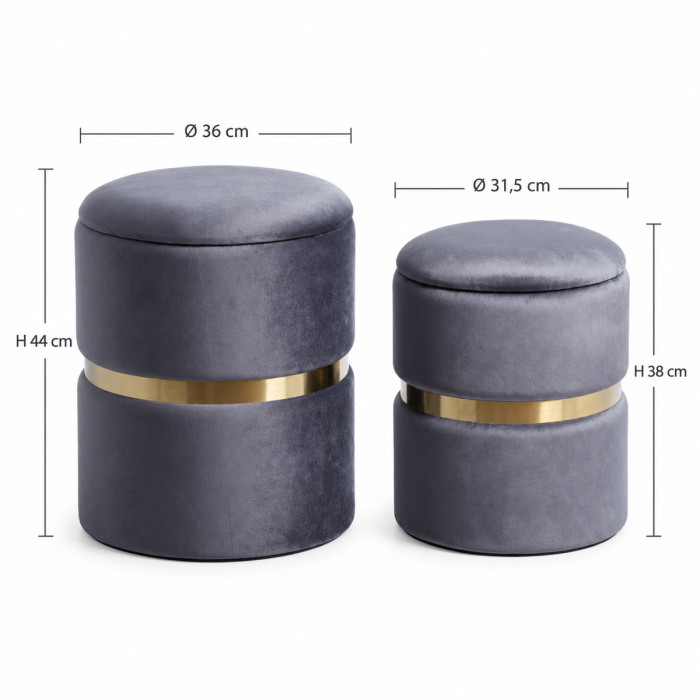 Pouf contenitore MELIS grande e piccolo per soggiorno