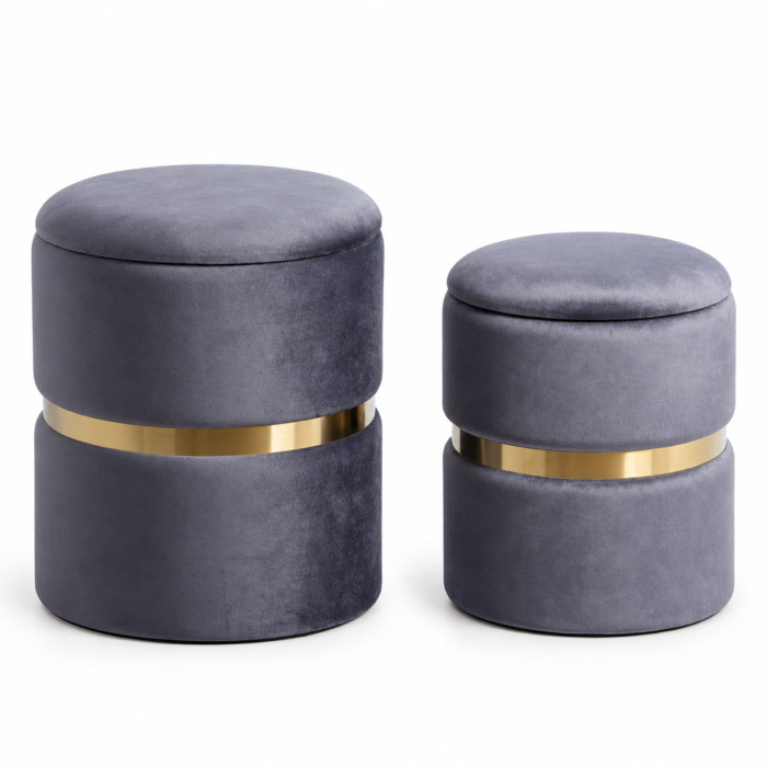Set sedute poggiapiedi MELIS con fascia decorativa color oro