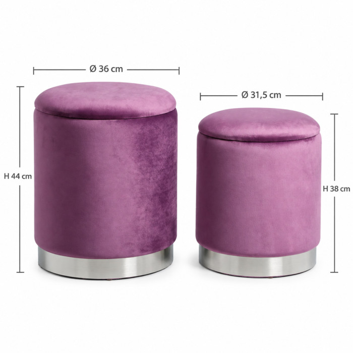 Pouf contenitore cilindrici lavanda per soggiorno moderno
