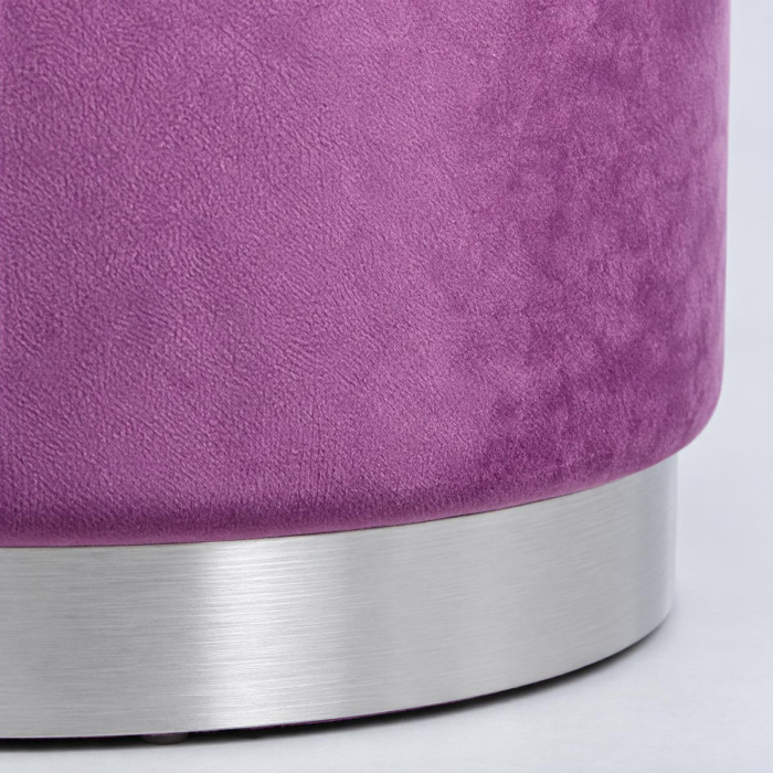 Pouf PELIN grande e piccolo color lavanda con base silver
