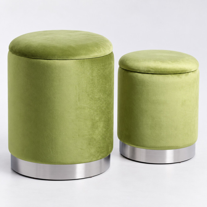 Pouf contenitore verde per camera da letto e ingresso