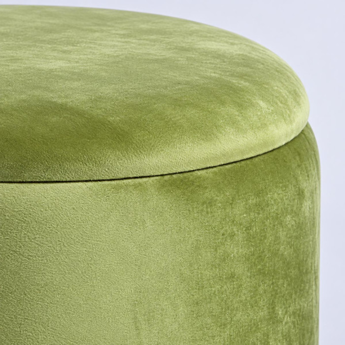Pouf PELIN grande e piccolo verdi con base color silver
