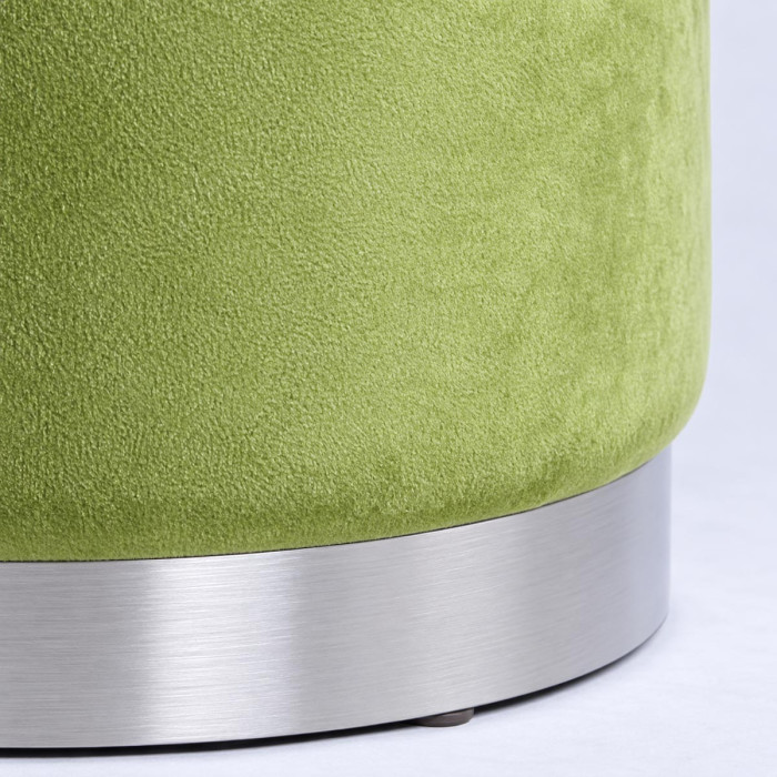 Pouf in velluto verde acido con vano portaoggetti interno