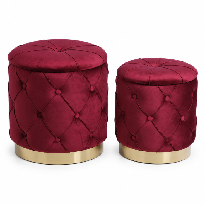 Pouf contenitore bordeaux per camera da letto e salotto