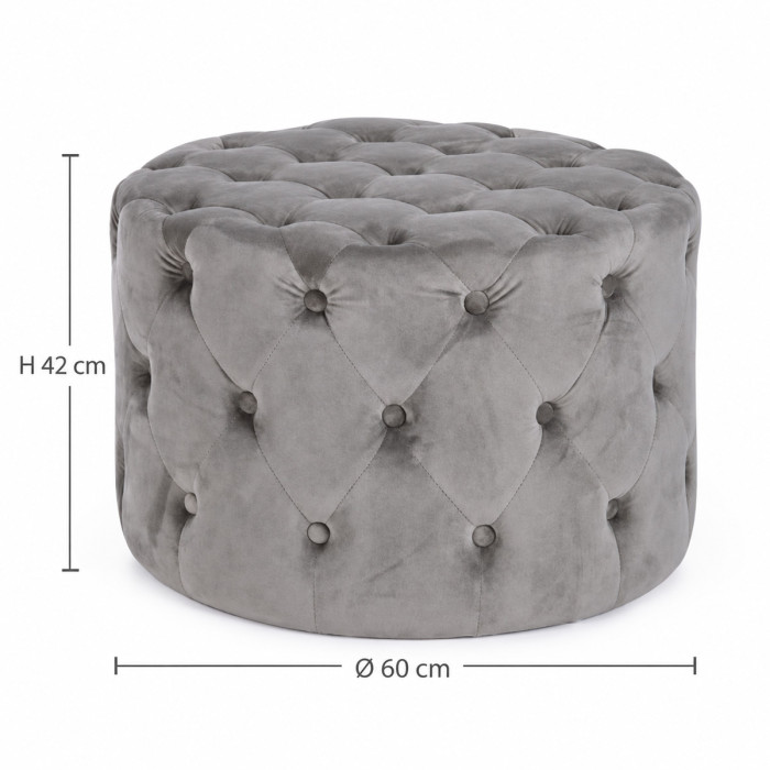 Pouf LORELLA in velluto grigio per soggiorno elegante