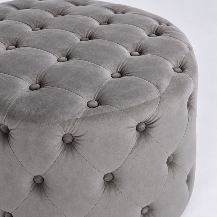 Pouf poggiapiedi grigio imbottito per salotto