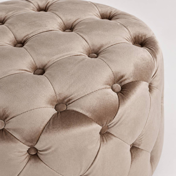 Pouf decorativo color tortora per camera da letto e ingresso