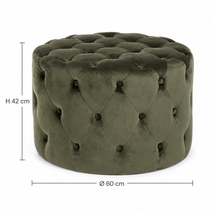 Pouf LORELLA in velluto verde per soggiorno elegante