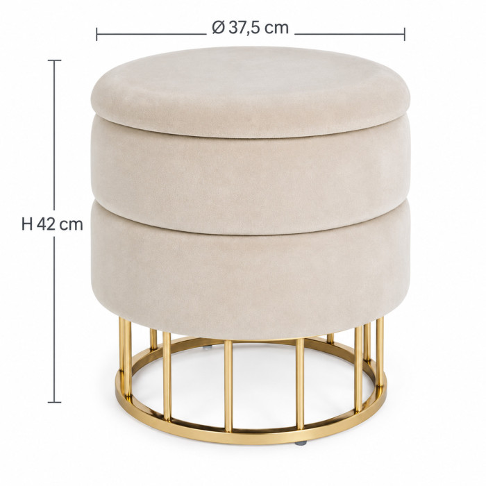 Pouf PAVLINA in velluto beige per soggiorno elegante