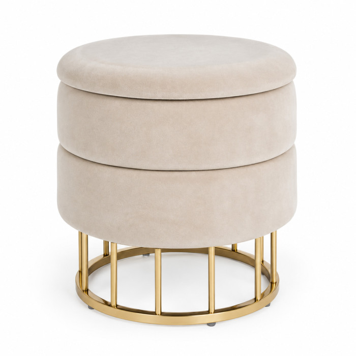 Sgabello poggiapiedi PAVLINA beige con base oro cromato