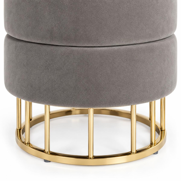 Pouf PAVLINA in velluto grigio per soggiorno elegante