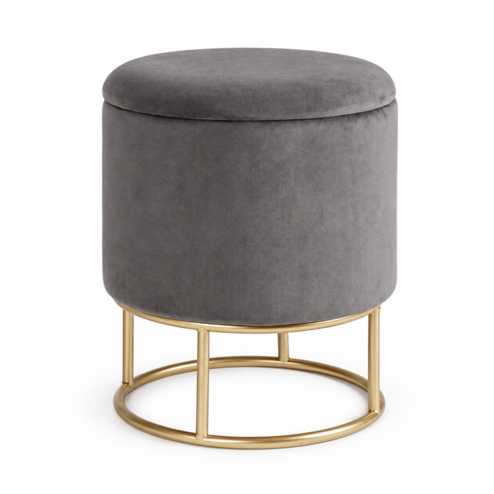 Pouf POLINA in velluto grigio scuro per soggiorno moderno