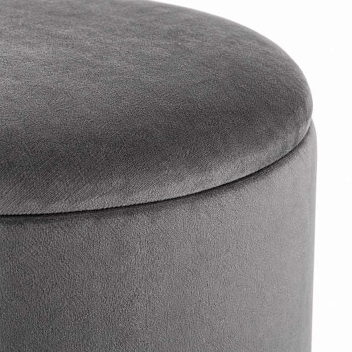 Pouf grigio con seduta removibile e vano portaoggetti interno