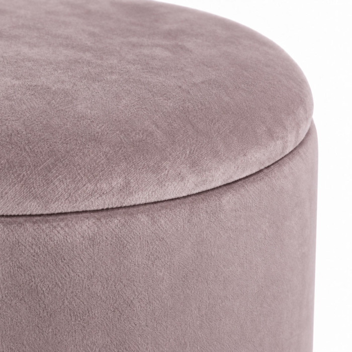 Pouf rosa con seduta removibile e vano portaoggetti interno