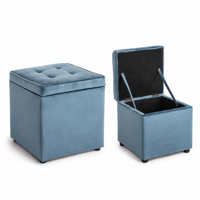 Pouf contenitore BELLVILLE aperto con vano portaoggetti interno