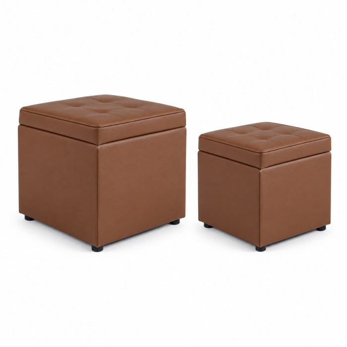 Pouf tabacco con coperchio imbottito e contenitore interno