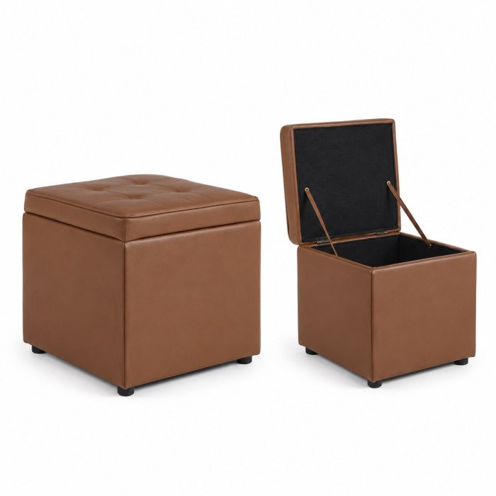Pouf contenitore BELLVILLE tabacco con vano portaoggetti interno