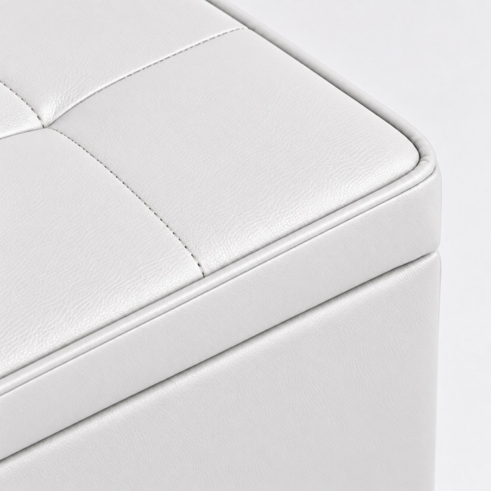 Pouf contenitore bianco BELLVILLE con vano interno aperto