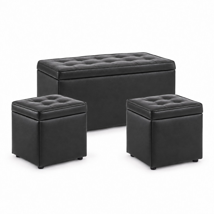 Set di sedute contenitore nere per soggiorno e camera da letto