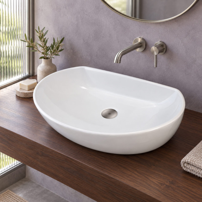 Lavabo da appoggio AMBIENT in ceramica bianca 60,5 × 41 cm
