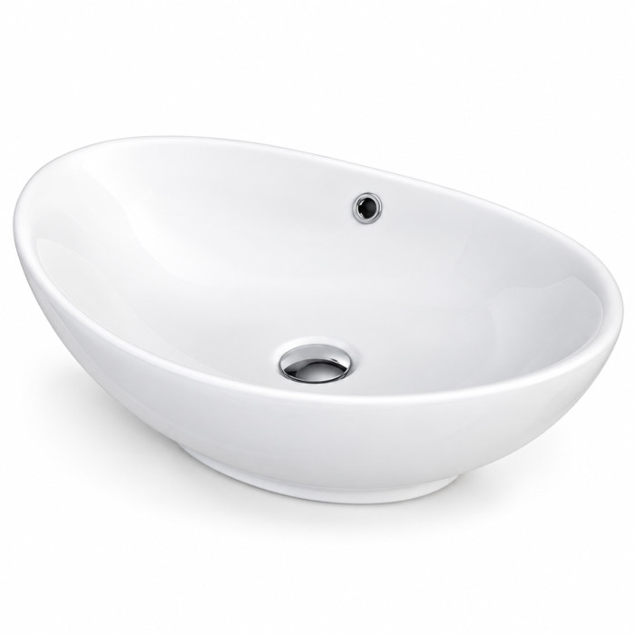 Lavabo TULIP in ceramica lucida per rubinetto a canna alta