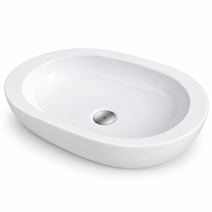 Lavabo ovale da appoggio per bagno moderno e minimalista