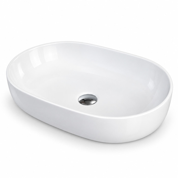 Lavabo ovale bianco per bagno moderno e minimalista