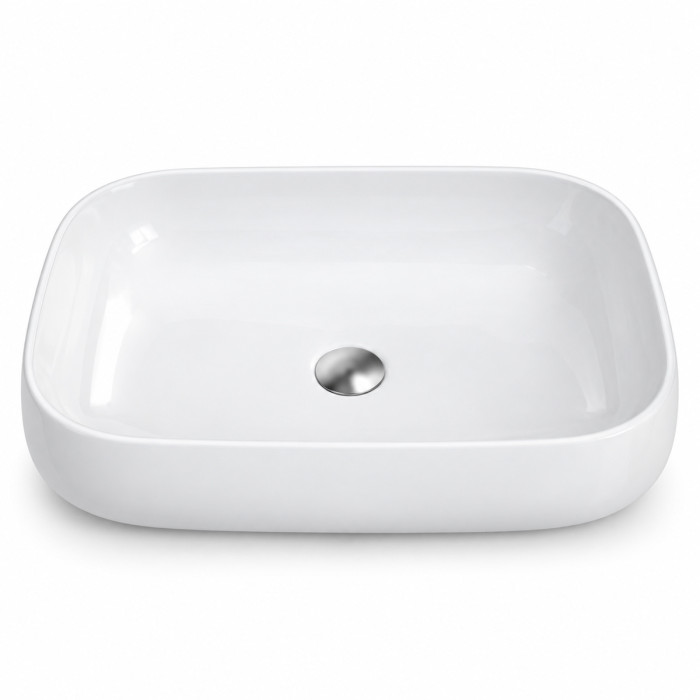 Lavabo rettangolare GLAM2 installato su mobile bagno moderno