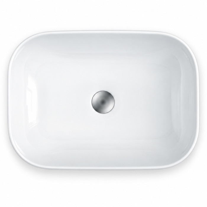 Lavabo in ceramica bianca lucida con angoli arrotondati