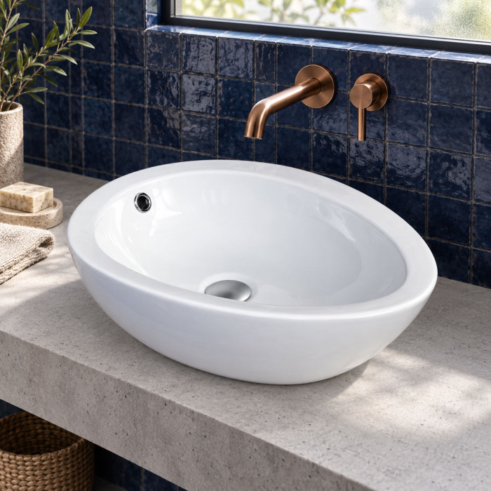 Lavabo da appoggio DREAM in ceramica bianca 50 × 39 cm