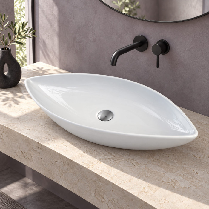 Lavabo da appoggio GOTHIC in ceramica bianca lucida