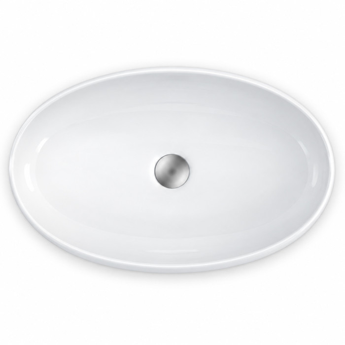 Lavabo ovale in ceramica bianca GOA ambientato in bagno moderno