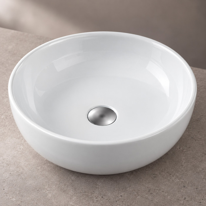 avabo in ceramica bianca BEAT con miscelatore alto da piano