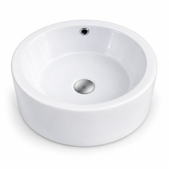 Lavabo in ceramica bianca TRIBAL per bagno minimalista