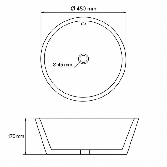 Dimensioni lavabo da appoggio TRIBAL diametro 45 × H 17 cm