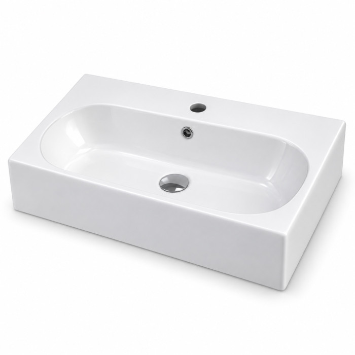 Dettaglio della vasca ampia e del bordo alto del lavabo SOUL