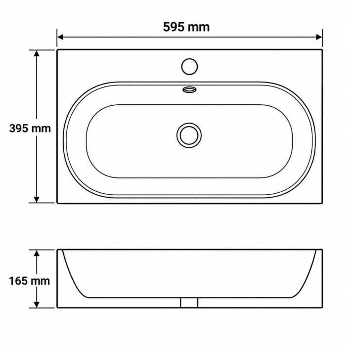 Dimensioni lavabo SOUL 59,5 × 39,5 × H 16,5 cm