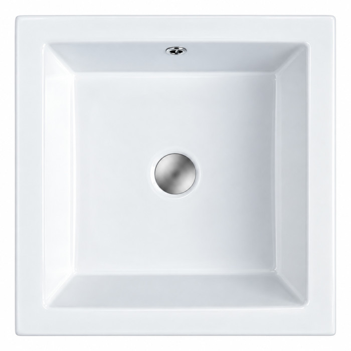 Lavabo quadrato in ceramica bianca lucida per bagno moderno