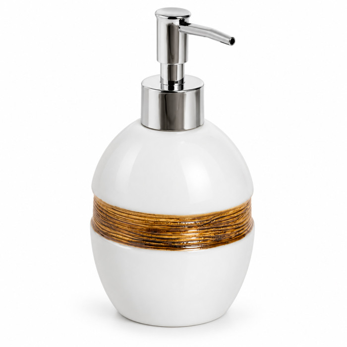 Dettaglio finitura bronzo del dispenser sapone MAYA