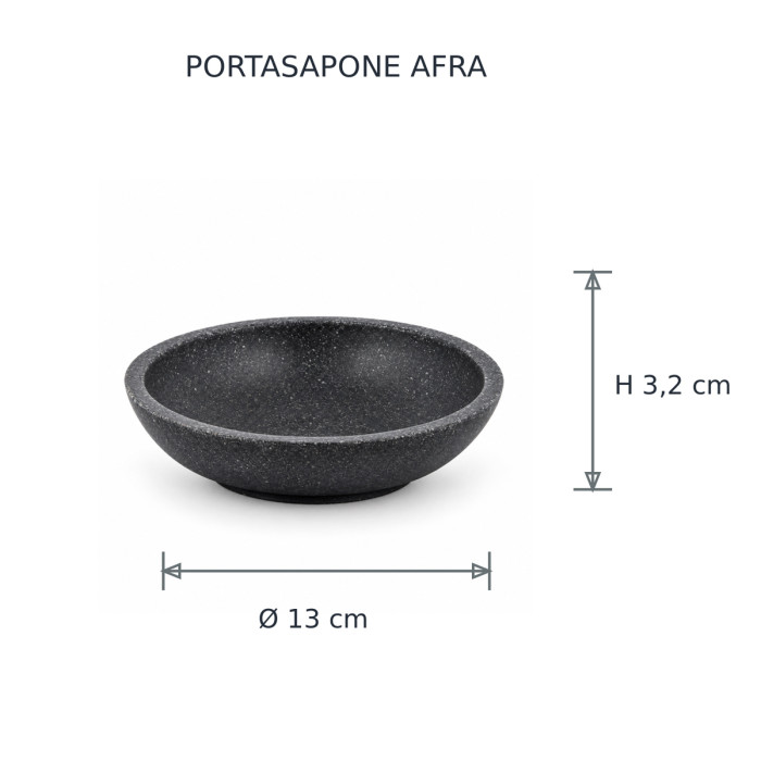 Dimensioni portasapone AFRA Ø 13 × H 3,2 cm