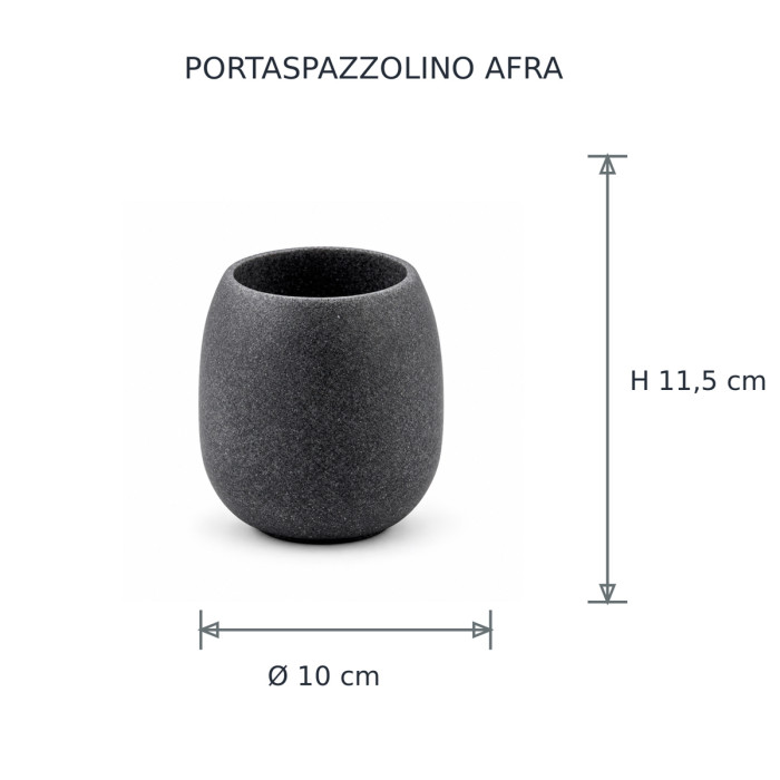 Portaspazzolino AFRA Grigio Pietra ambientato su mobile bagno