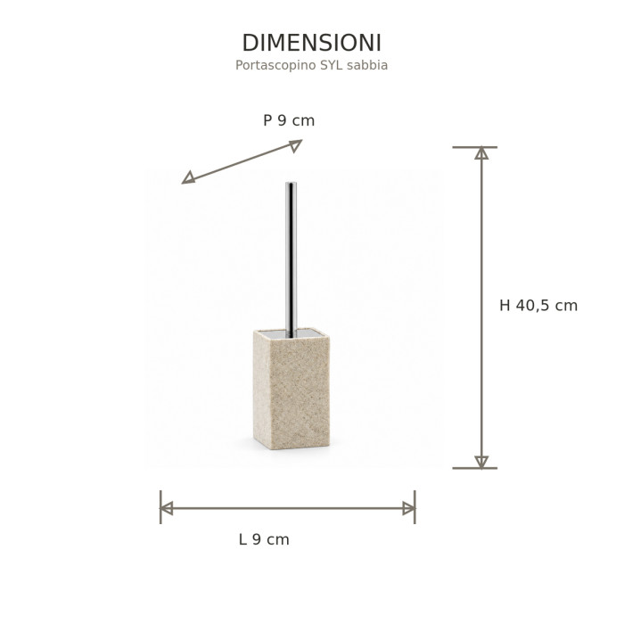 Dimensioni portascopino SYL L 9 × P 9 × H 40,5 cm