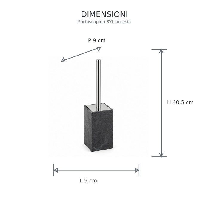 Dimensioni portascopino SYL L 9 × P 9 × H 40,5 cm