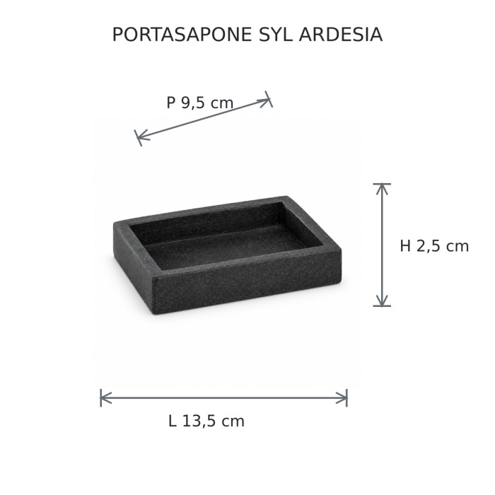 Dimensioni portasapone SYL L 13,5 × P 9,5 × H 2,5 cm
